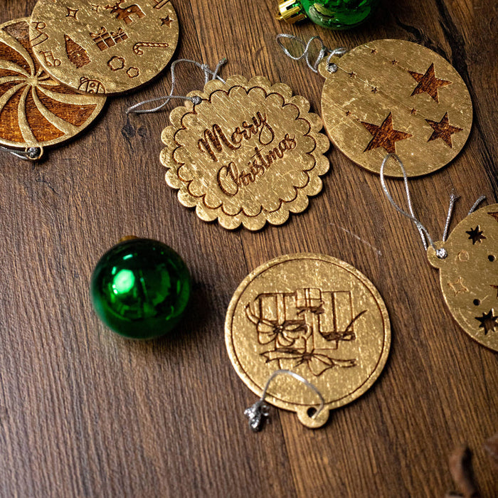 Round Baubles Ornament Set & Wooden Christmas Tree Decorations