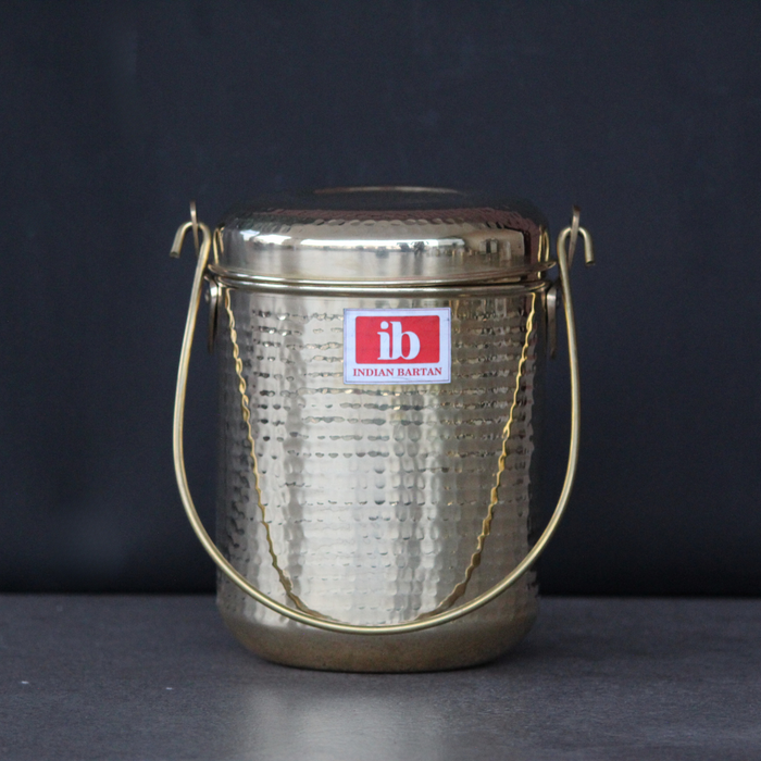 Golden Brass Milk Can with Handle | Milk Container & Dolu Bartan