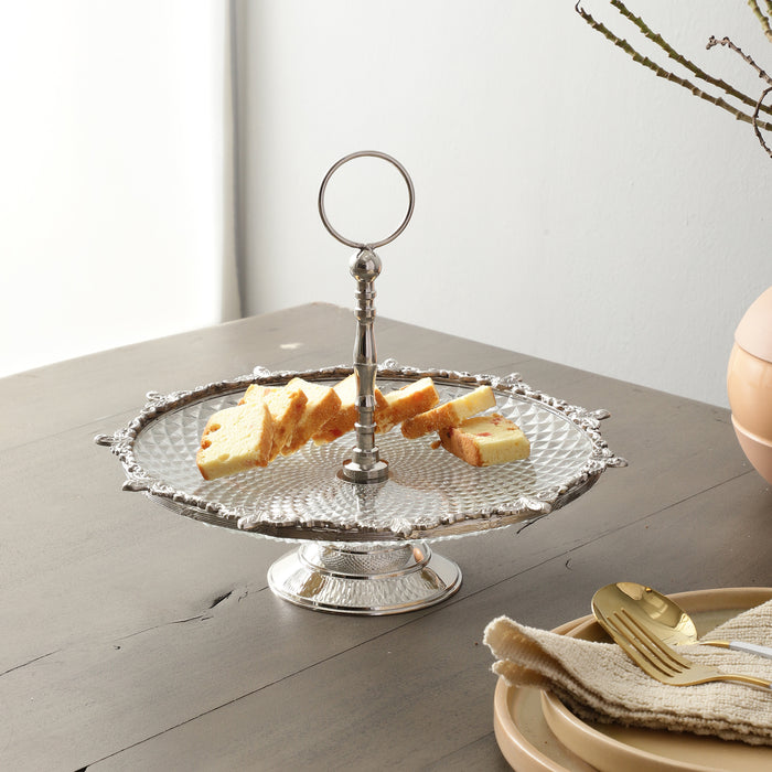 Crystal Spike Cake Stand In Silver