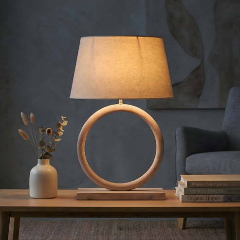 Marvella Open-Ring Black Wooden Lamp