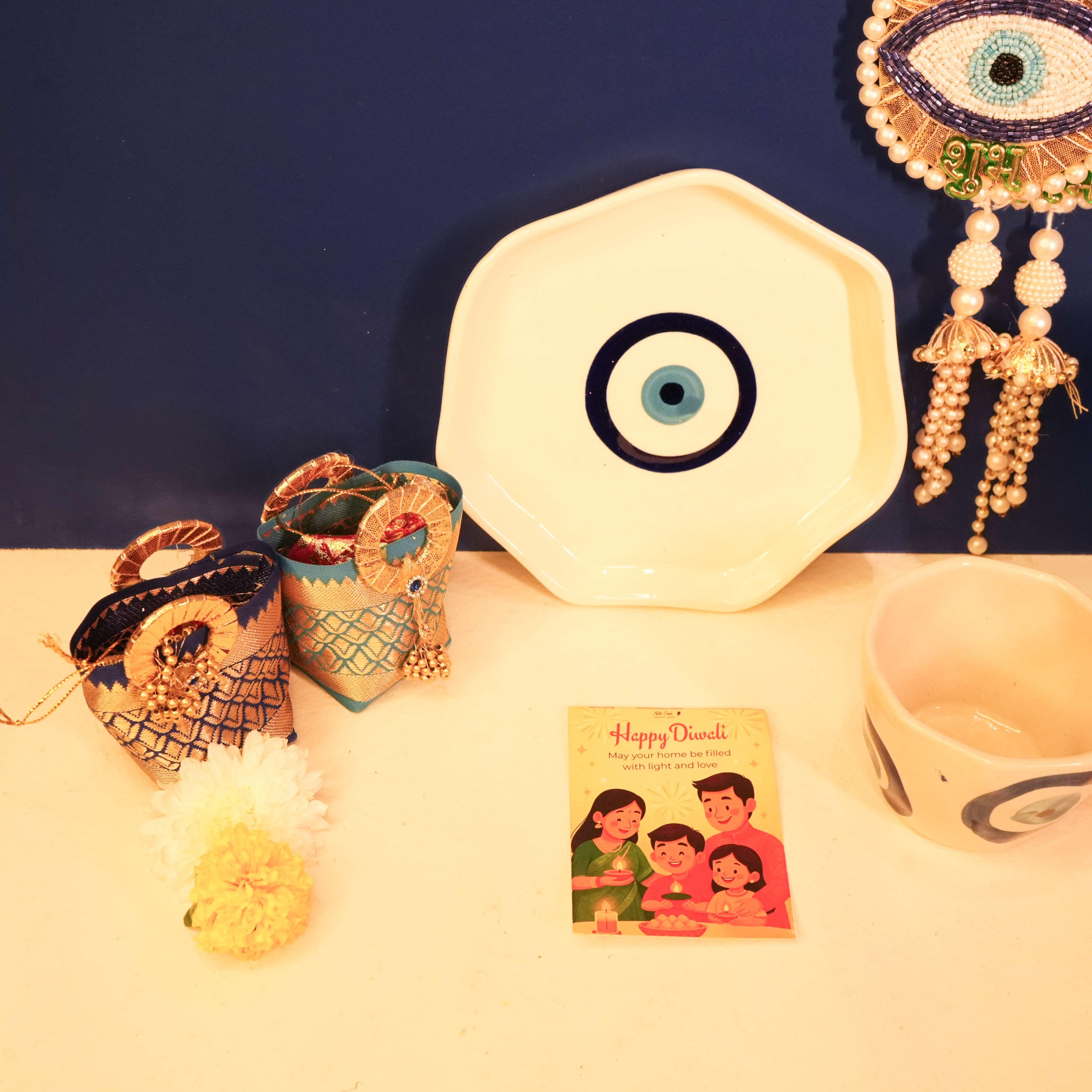 Nazar Suraksha Evil Eye Breakfast Set | Cup & Plate Diwali Gift Box