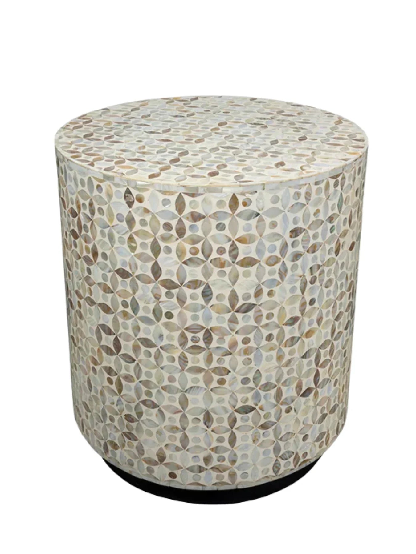 Mother of Pearl Inlay Drum Side Table- Nemo