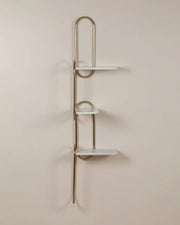 Titan Wall Shelf in White Baswara Marble & Gold Finish | Modern Stainless Steel Wall-Mounted Shelf for Living Room & Kitchen