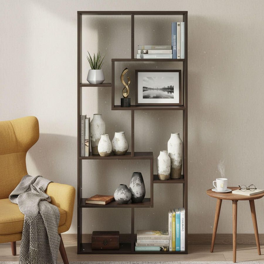 Modern Bookshelf with Storage Shelves - Medina