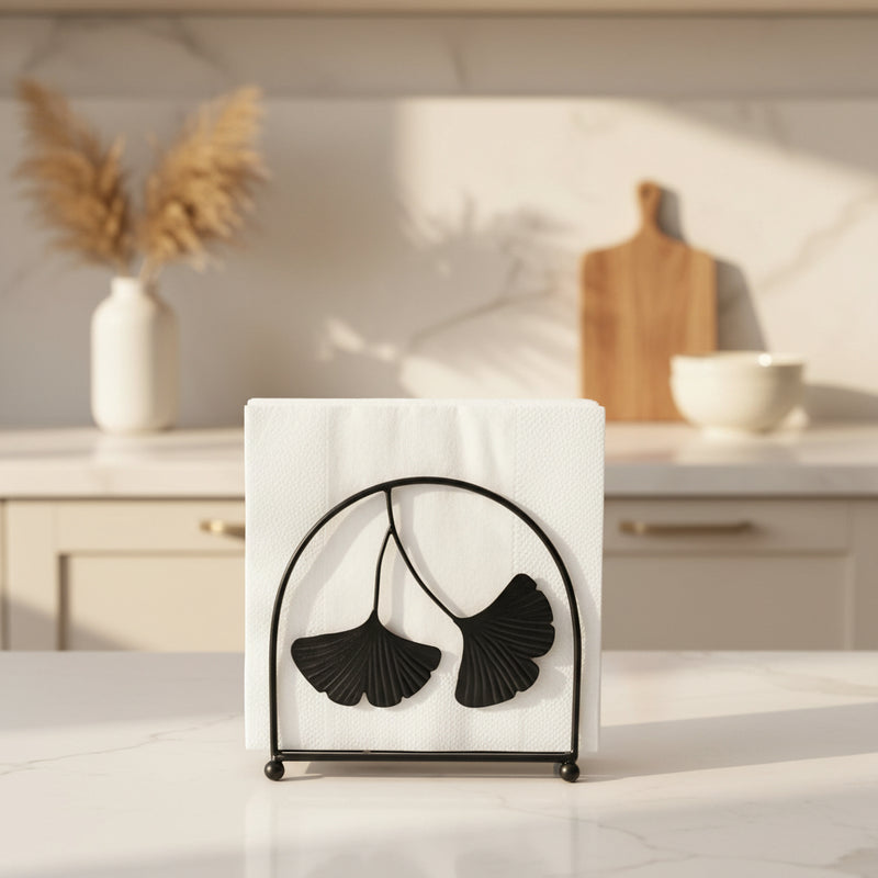 Nest Nap Napkin Holder | Metal Tissue Holder / Tissue Stand in Black & Gold