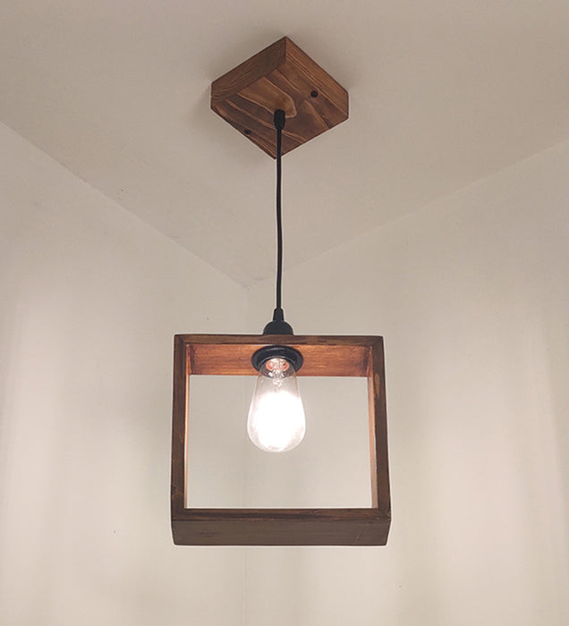 Quattro Brown Wooden Single Hanging Light | Pendant Light Lamp