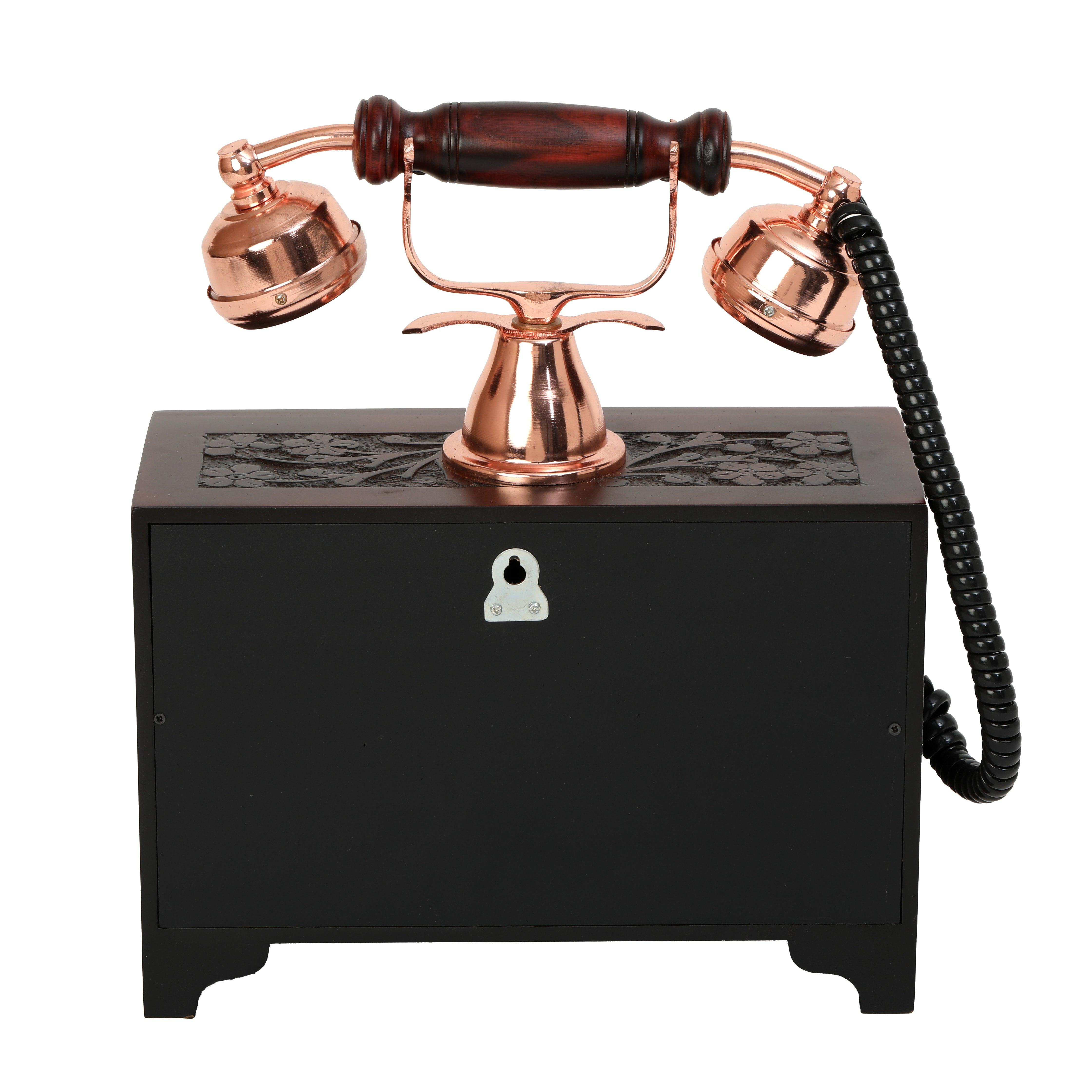 Decorative Royal Antique Telephone - Brass and Wood Replica