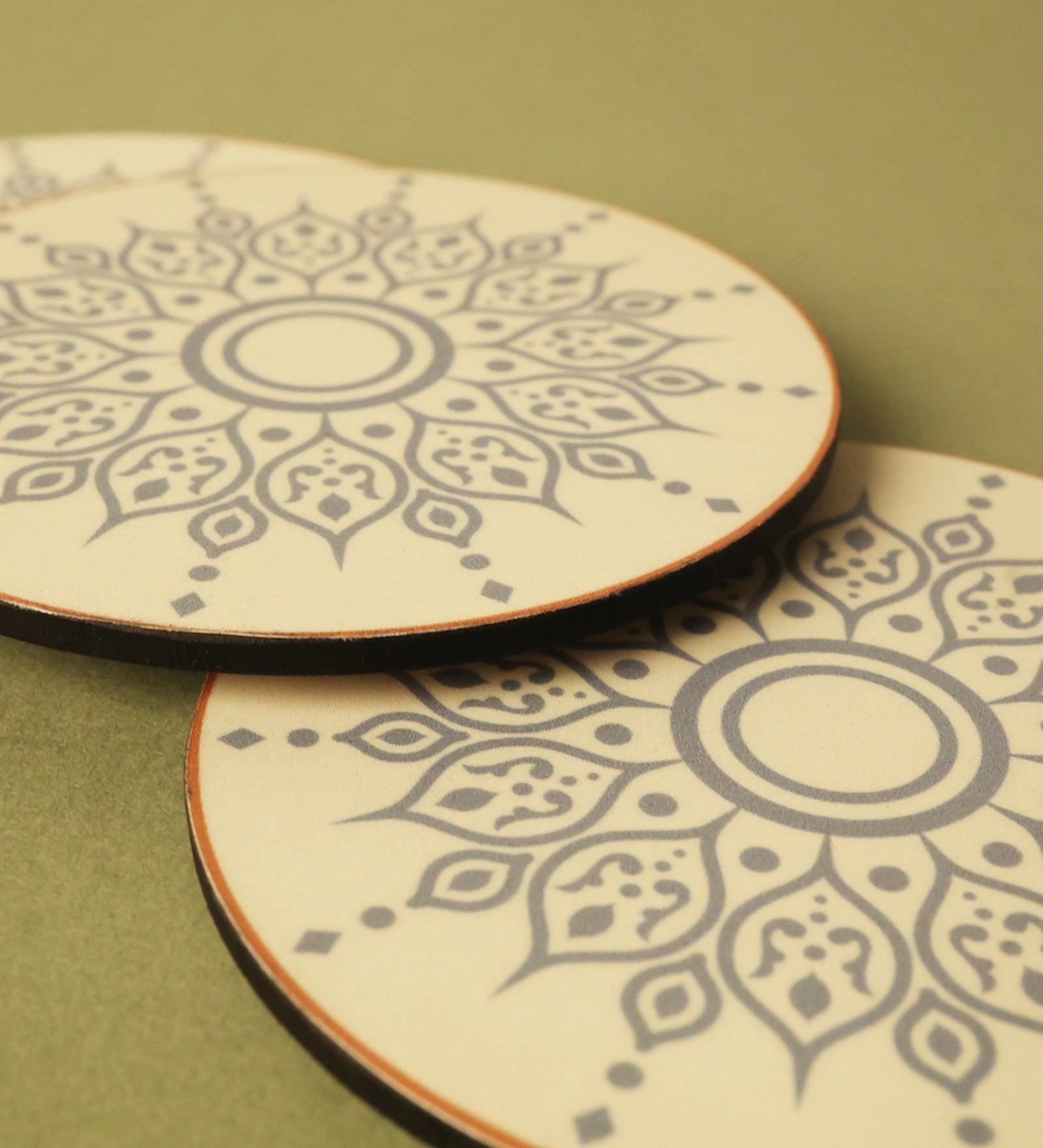 Blue Bloom Wood Coaster (Set of 4)