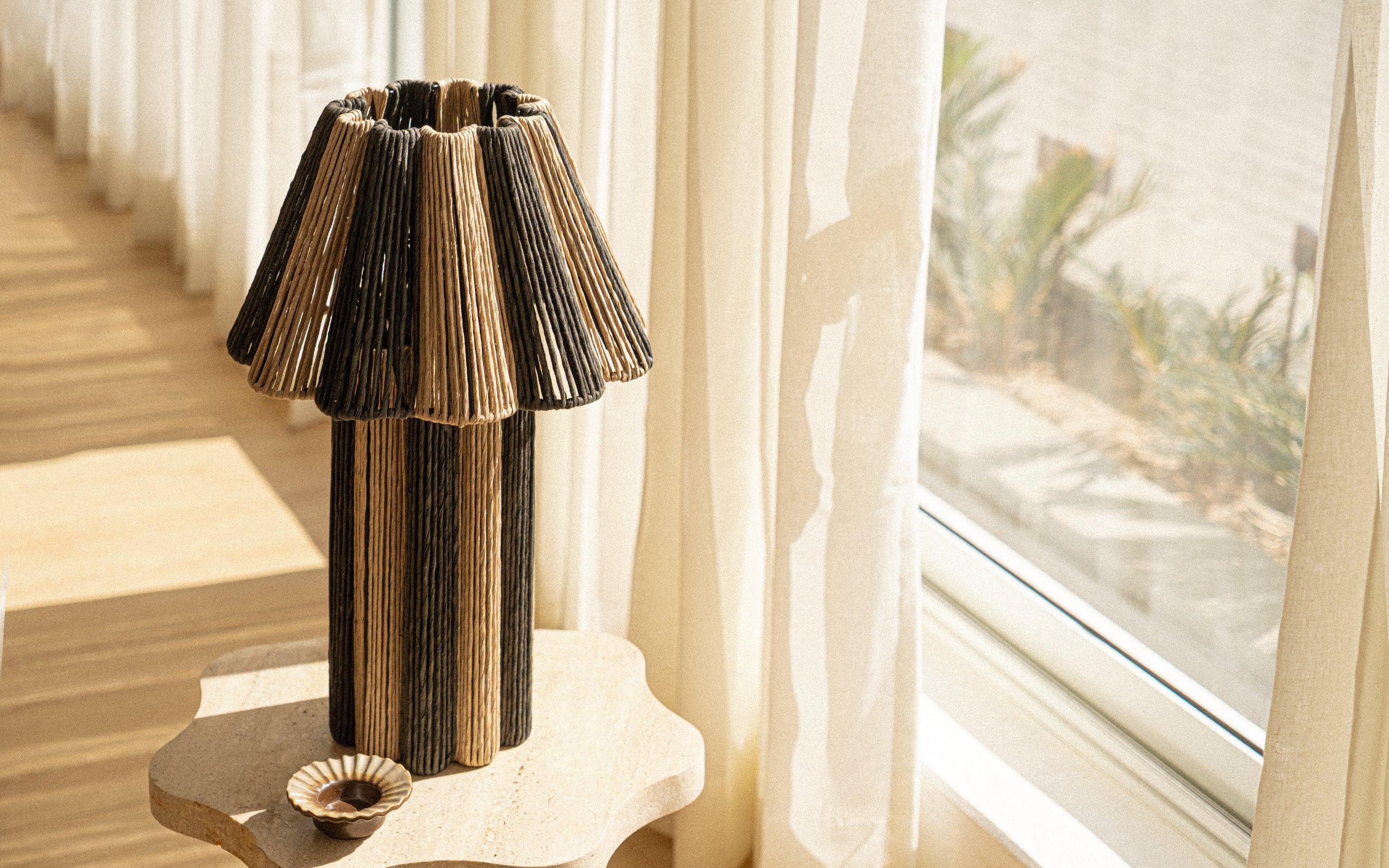 Kenji Designer Table lamp For Living Room & Bedroom| Decorative Rafia and Metal Night Lamp