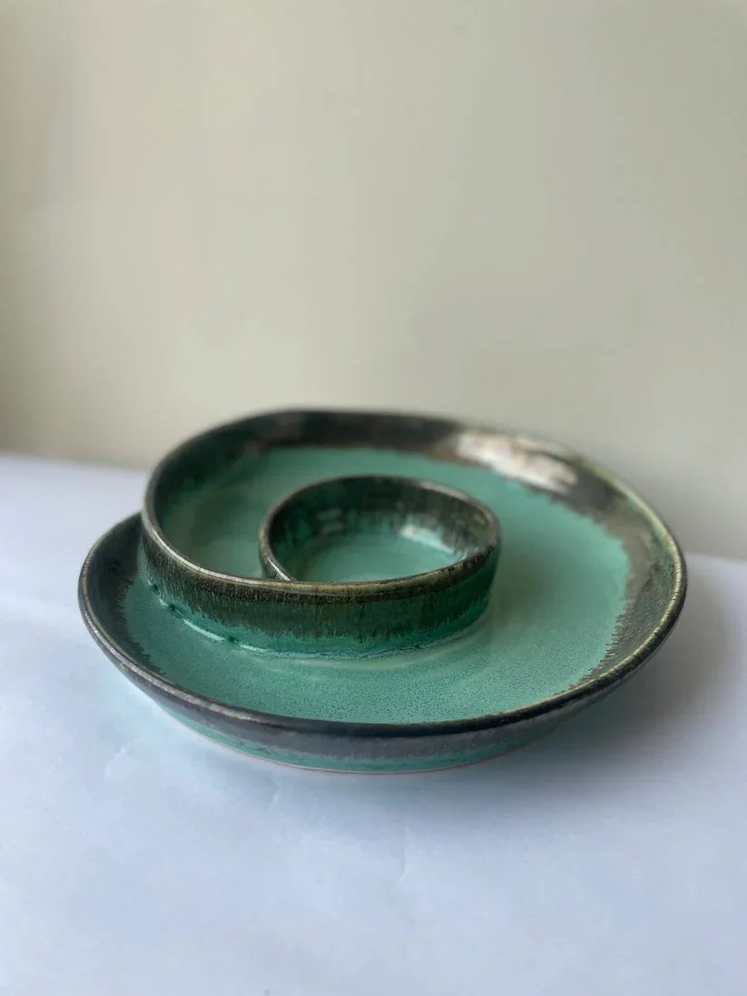 Sea Green Ceramic Dip Platter Serving For Tableware & Serveware