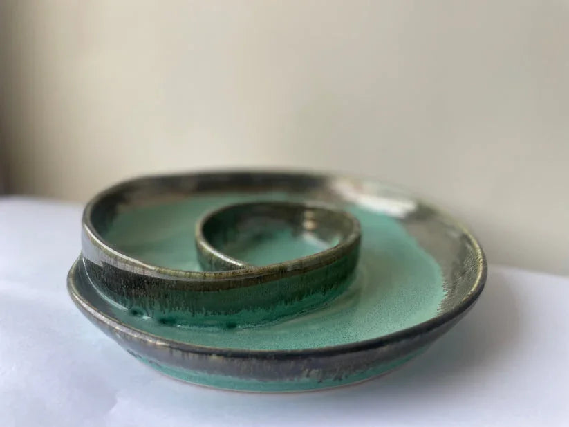 Sea Green Ceramic Dip Platter Serving For Tableware & Serveware