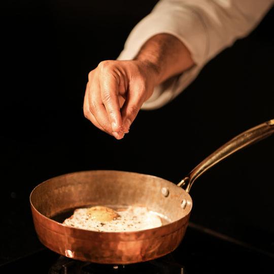 Copper Frypan (Frying Pan) With Brass Handle