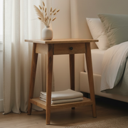 Woven Solid Wood End Table