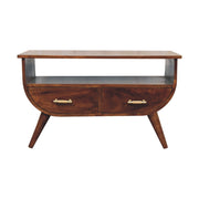 Solid Mango Wood Coffee Table with Shelf | Chestnut Finish Small Tea Table for Living Room
