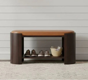 Solid Mango Wood Shoe Bench | Wooden Shoe Rack Bench with Storage for Entryway, Hallway & Living Room