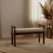Amber Oak Mud Linen Bench
