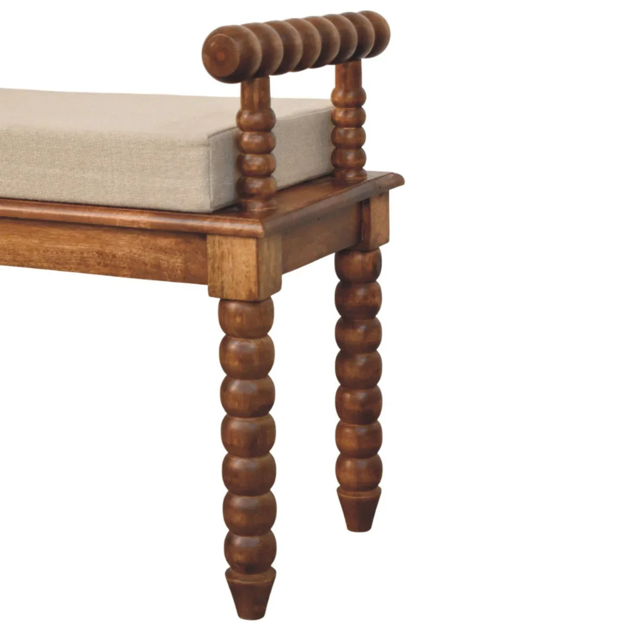 Amber Oak Mud Linen Bench