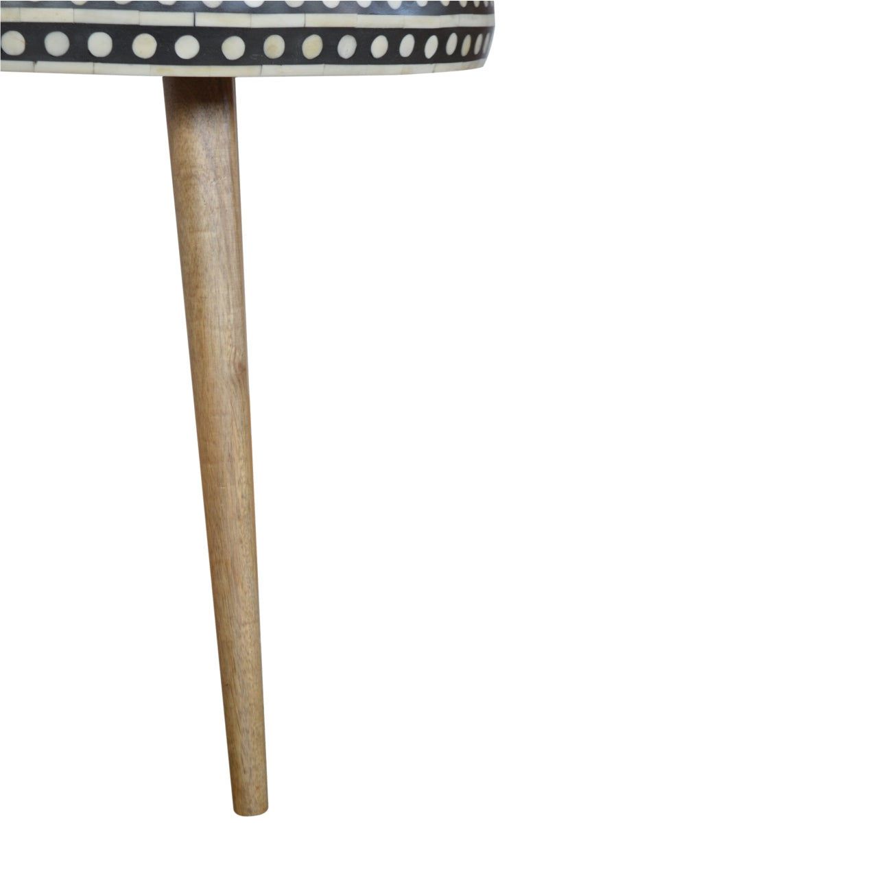 Nordic Mango Wood End Table with Bone Inlay | Solid Wood Tripod Side Table