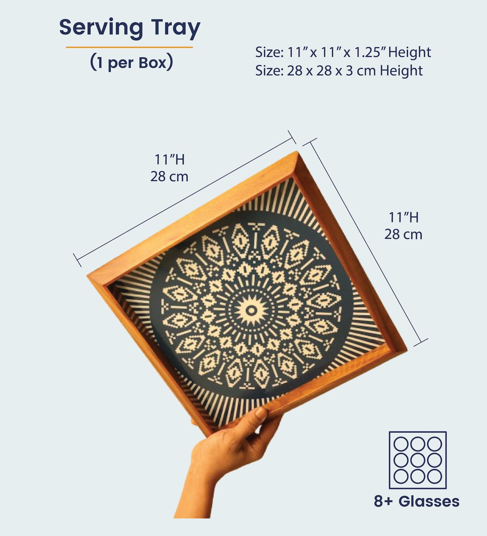 Square Tray Teak Blue