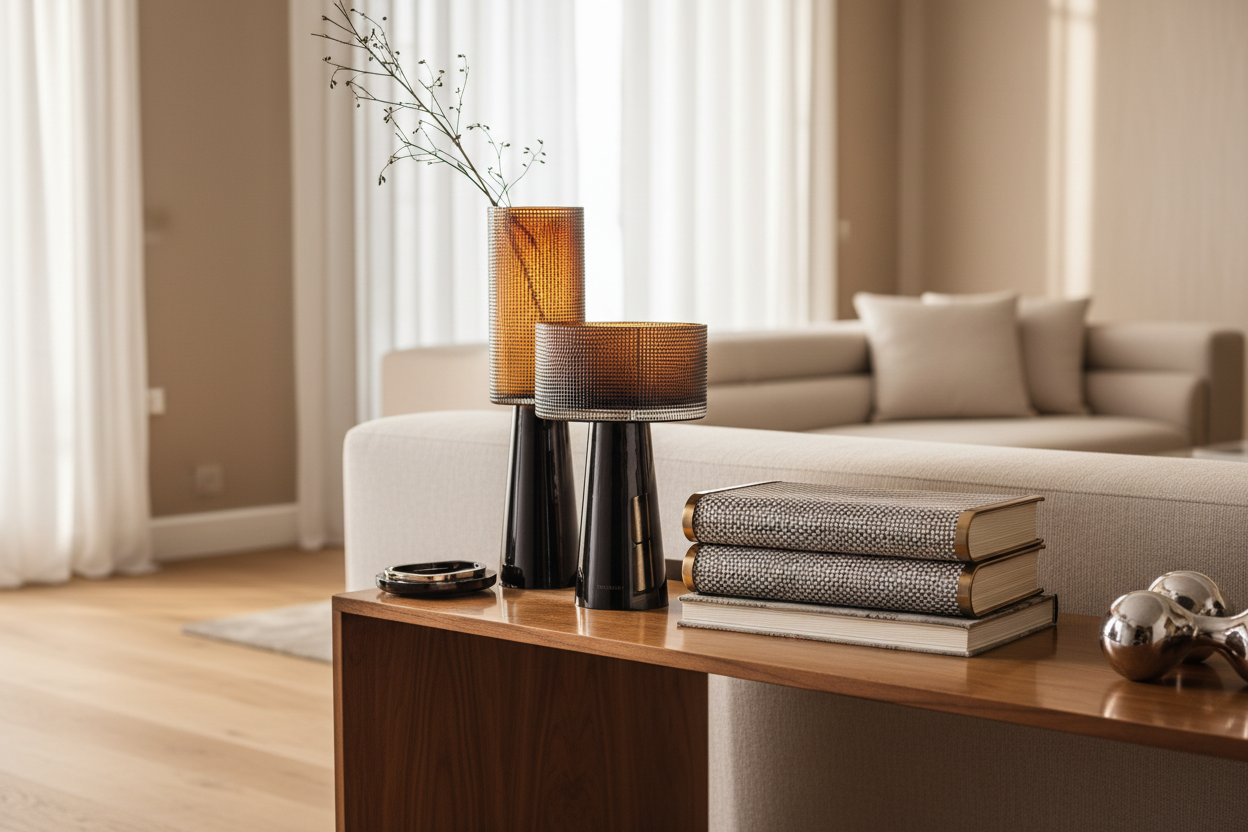 Ebony Stout Glass Flower Vase | Dark Brown Decorative Vase for Flowers | Decorative Flower Pot