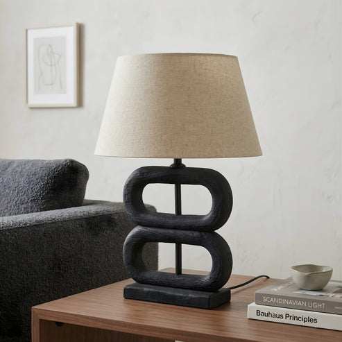 Koda Wooden Lamp Base | Sculptural Black Table Lamp for Modern Interiors
