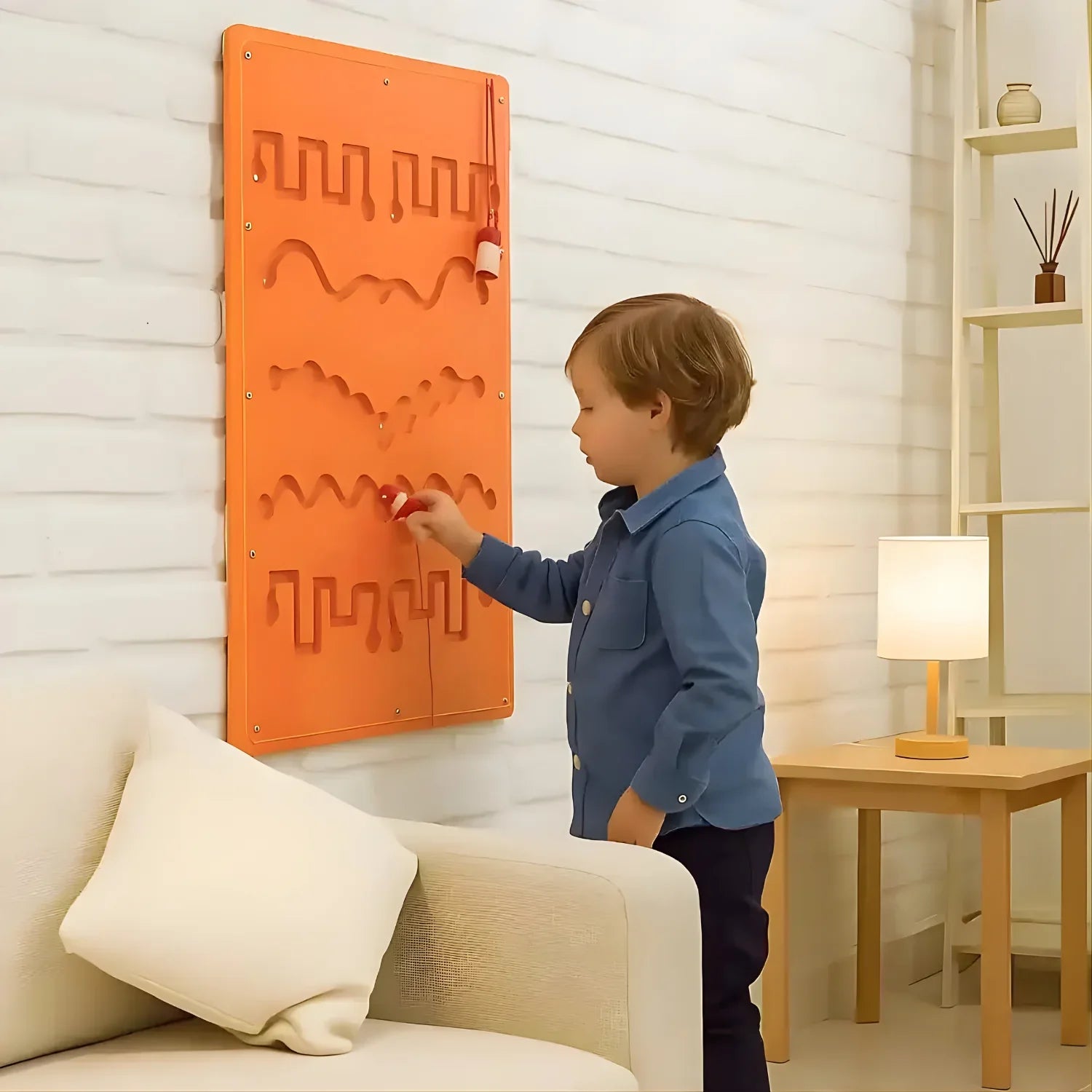 Wall Toy Orange Ball Game Zigzag Line Non-Toxic Gaming Toy