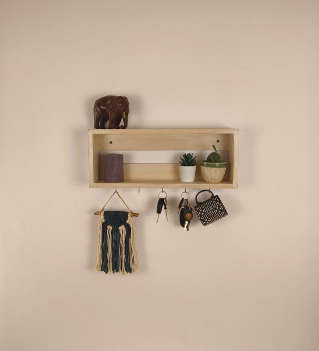 Avalon Wooden Wall Shelf Organiser With Key Holders