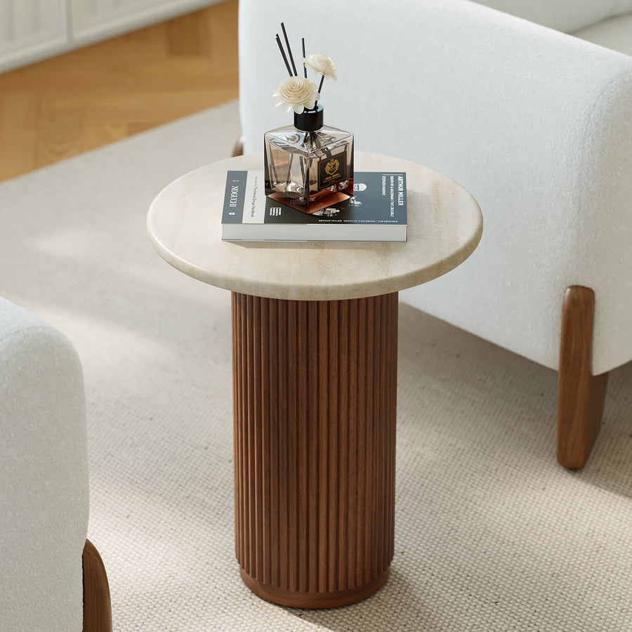 Lina Wood Marble Side Table
