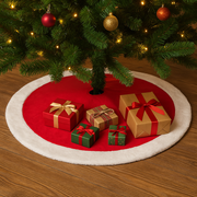 Red Velvet & White Faux-Fur Christmas Tree Skirt