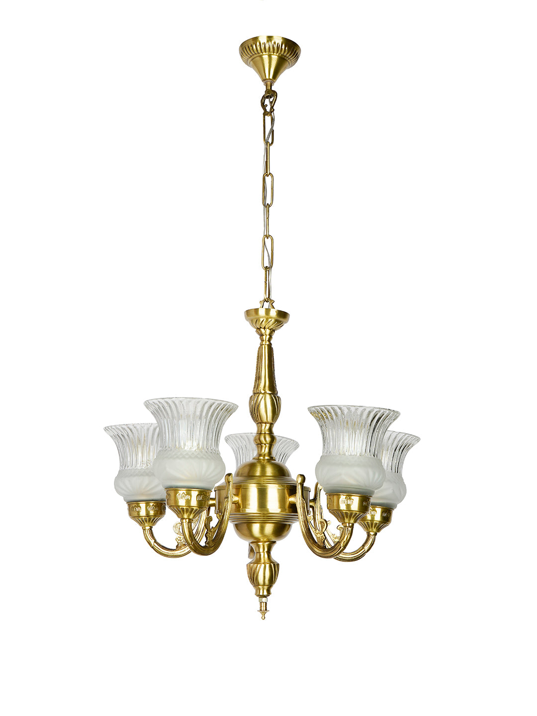 Usha 5 Light Antique Brass Chandelier