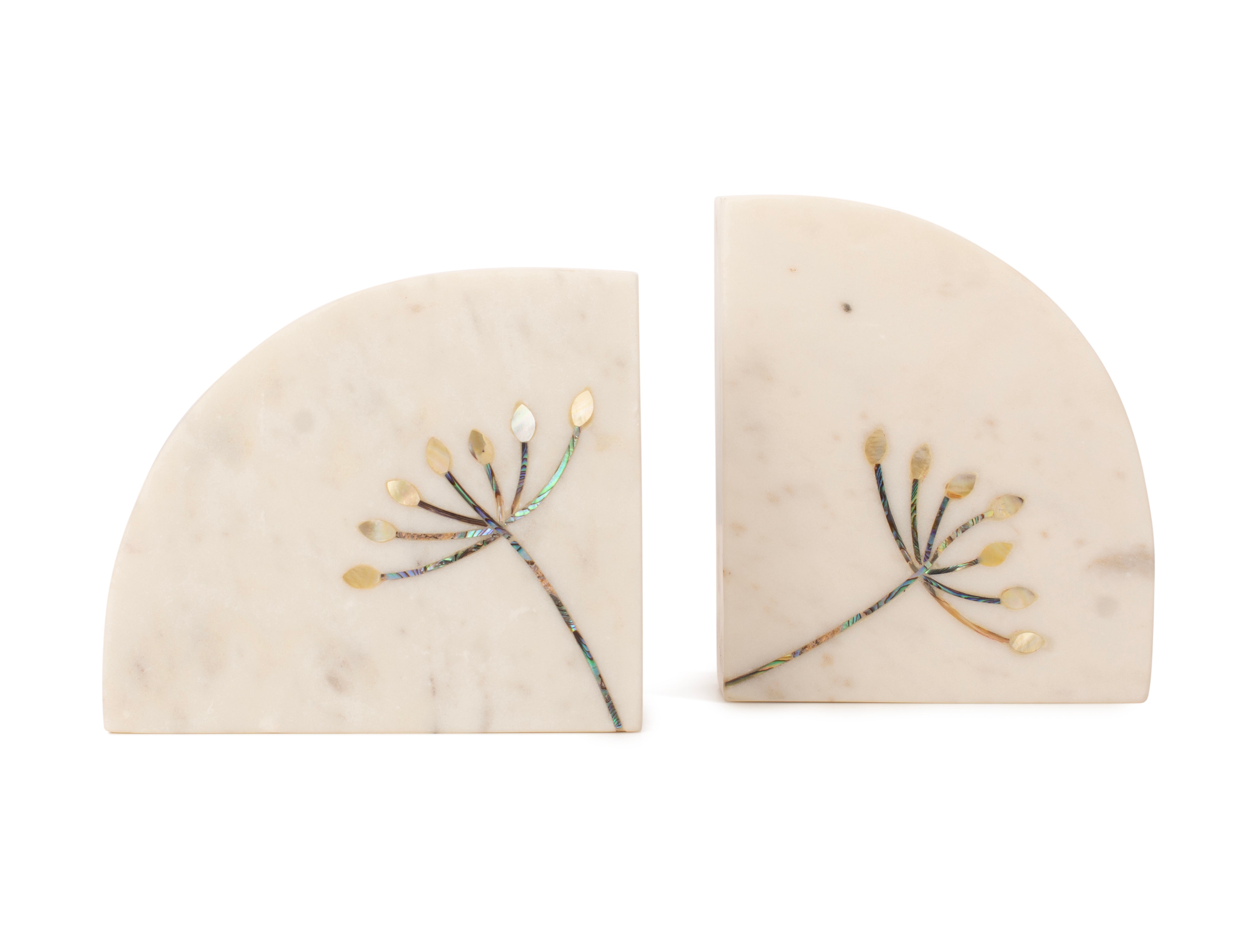 Marble Bookends With Mother Of Pearl Inlay Work