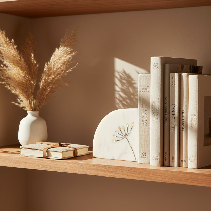 Marble Bookends With Mother Of Pearl Inlay Work