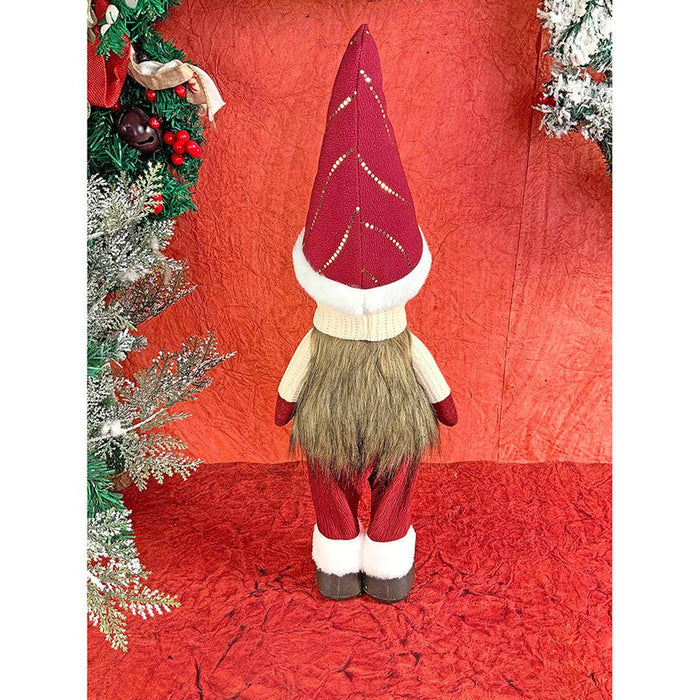 24 Inch Cream Maroon Gold Self-Standing Christmas Table Decor