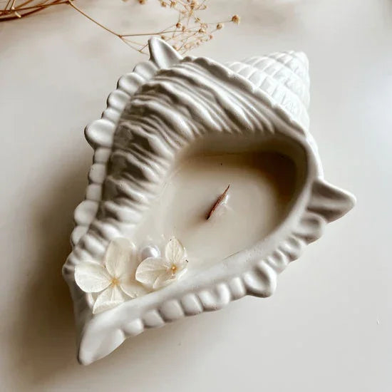 Concrete Conch Candle