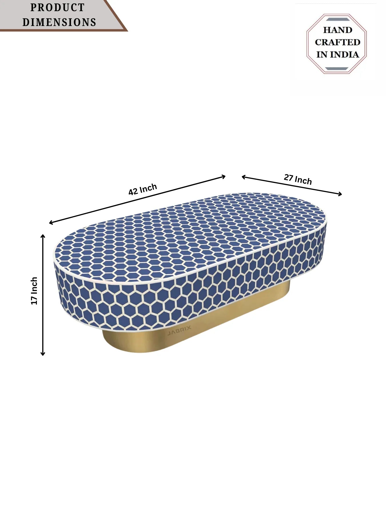 Inlay Jordan Oval Shape Coffee Table- Honeycomb