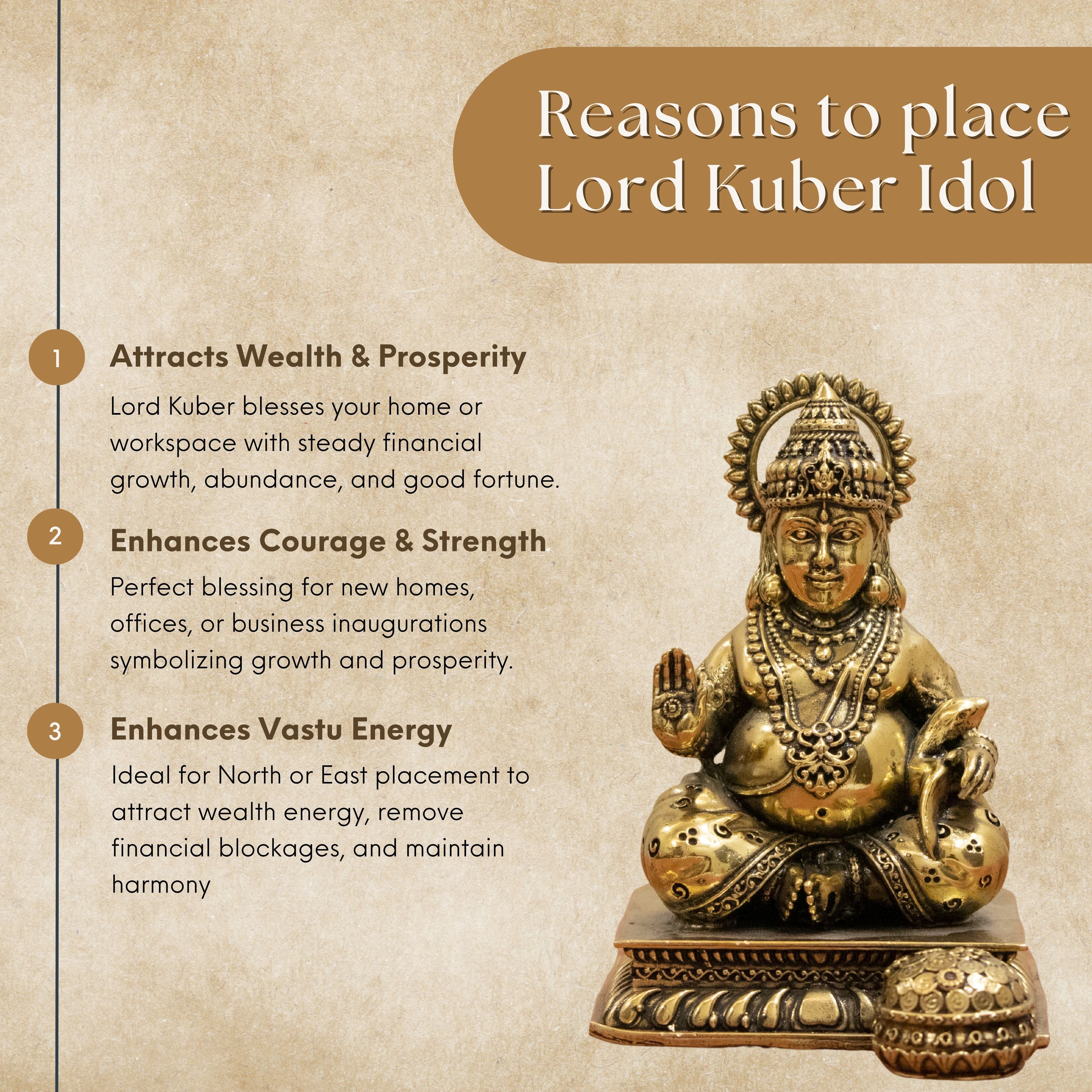 Lord Kuber Brass Idol - The God of Wealth & Abundance || Super fine Brass