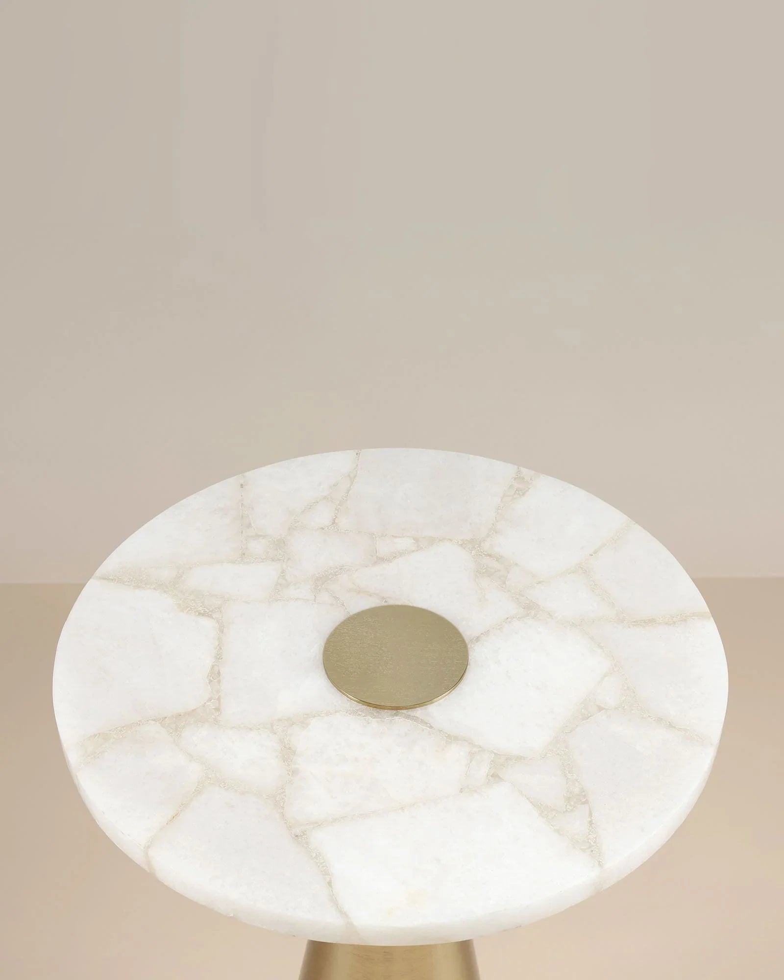 Athena Side Table | Luxury Agate Marble Top with Brass-Finished End Table For Living Room