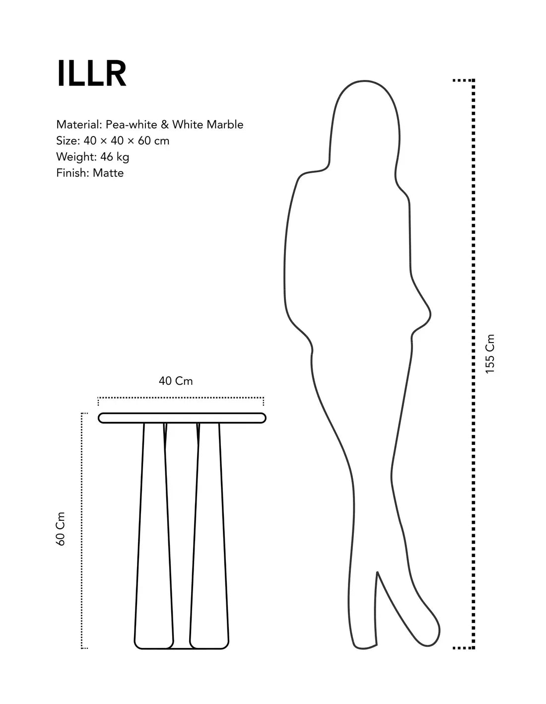 Illr - Pea-white & White Marble | Side Table
