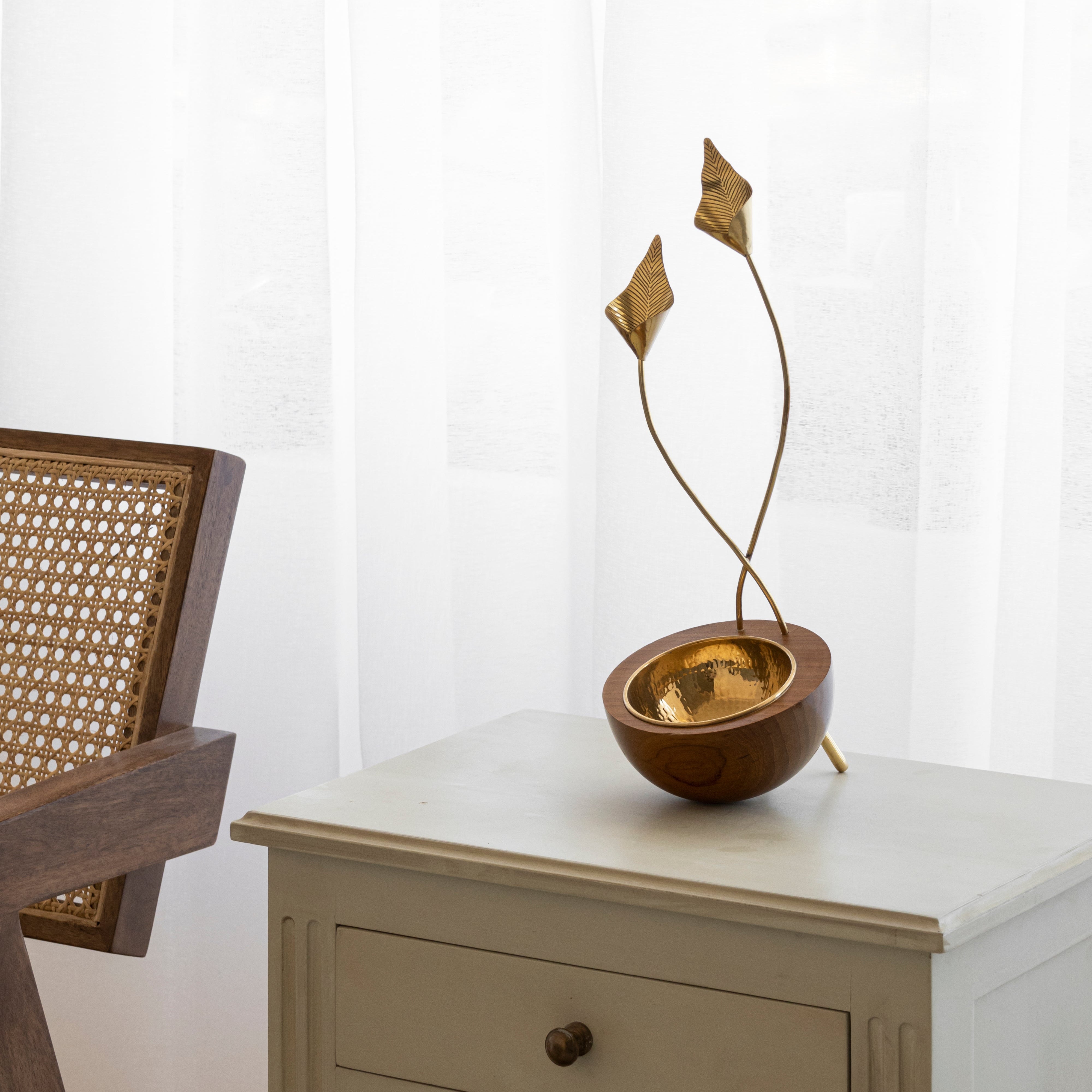 Calla Lily Bowl | Brass And Wood