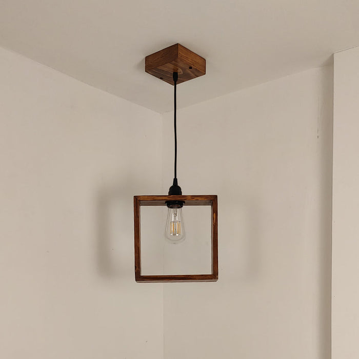 Quattro Brown Wooden Single Hanging Light