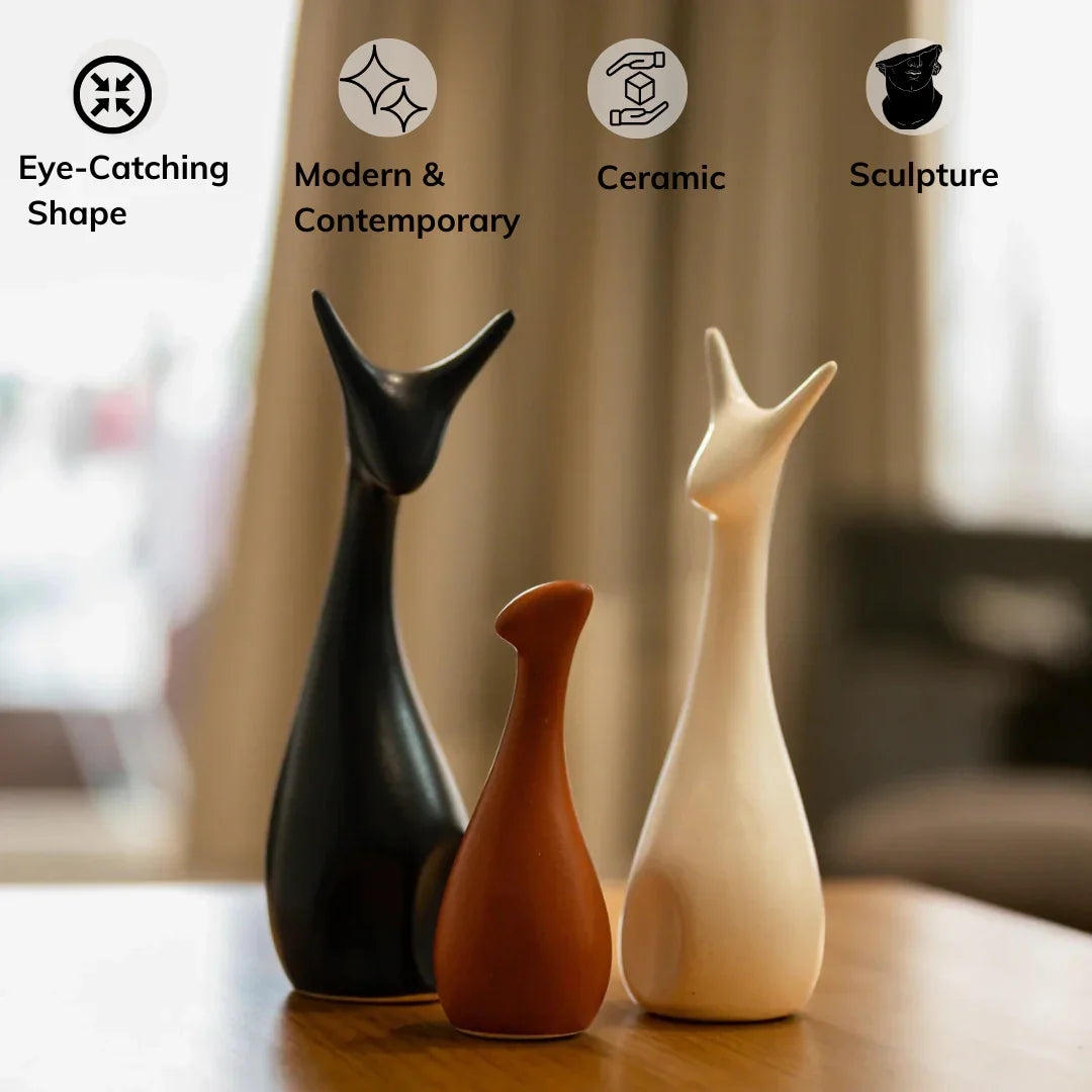 Tall Deer Trio Showpieces for Living Room | Ceramic Showpiece for Table Decor