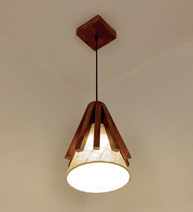 Flue Brown Wooden Single Hanging Lamp