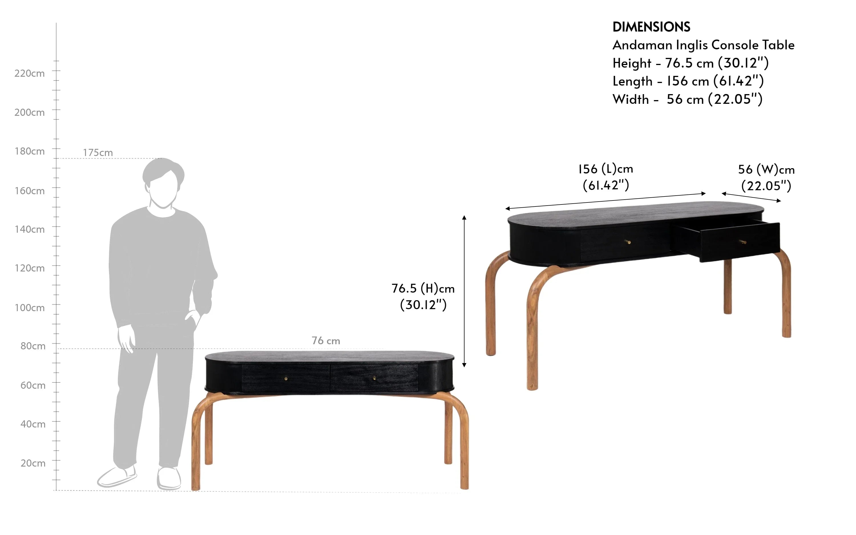 Andaman Inglis Console Table | Wooden Furniture with Storage