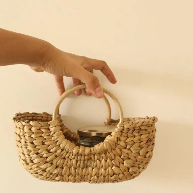 Cane Handle Woven Basket | Storage Basket, Picnic & Gift Hamper Basket