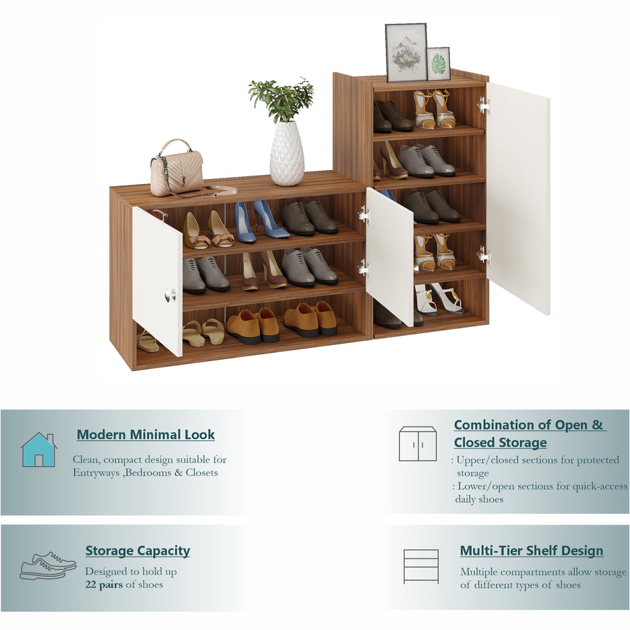 Shoe Rack Cabinet with Doors and Storage - Sinala