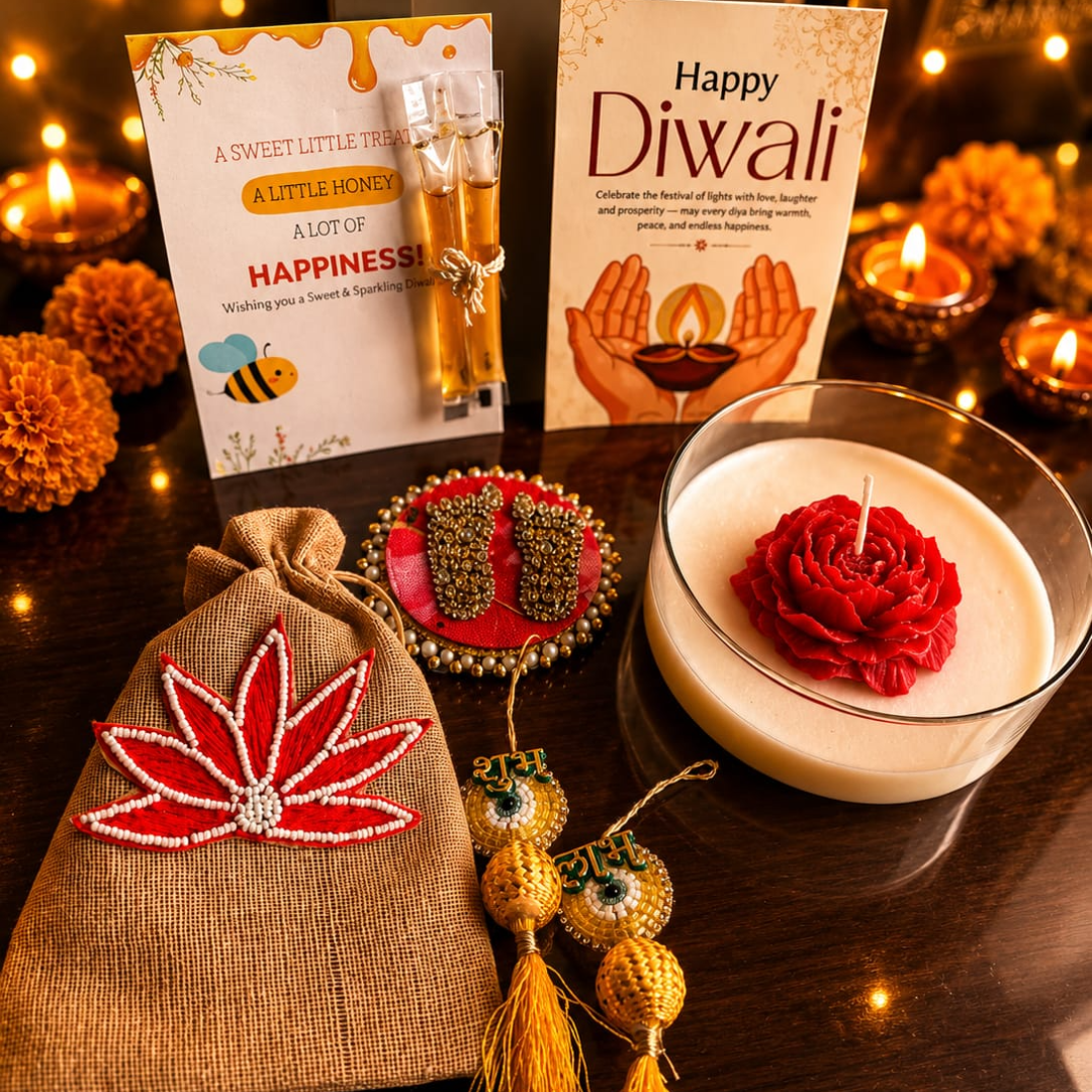Crimson Rose Diwali Candle Gift Hamper