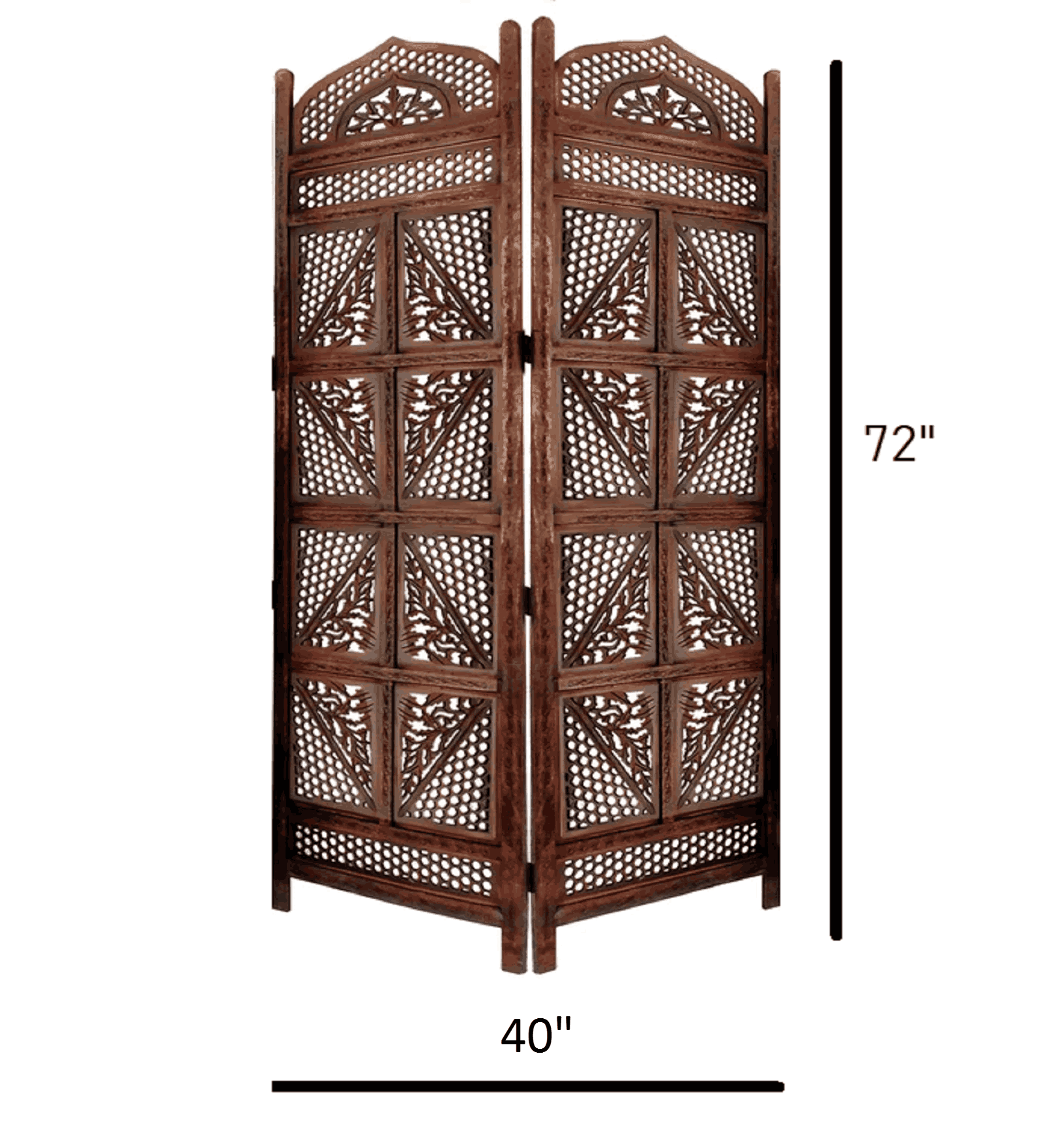 Mango Wood Folding Room Divider with Decorative MDF Jali