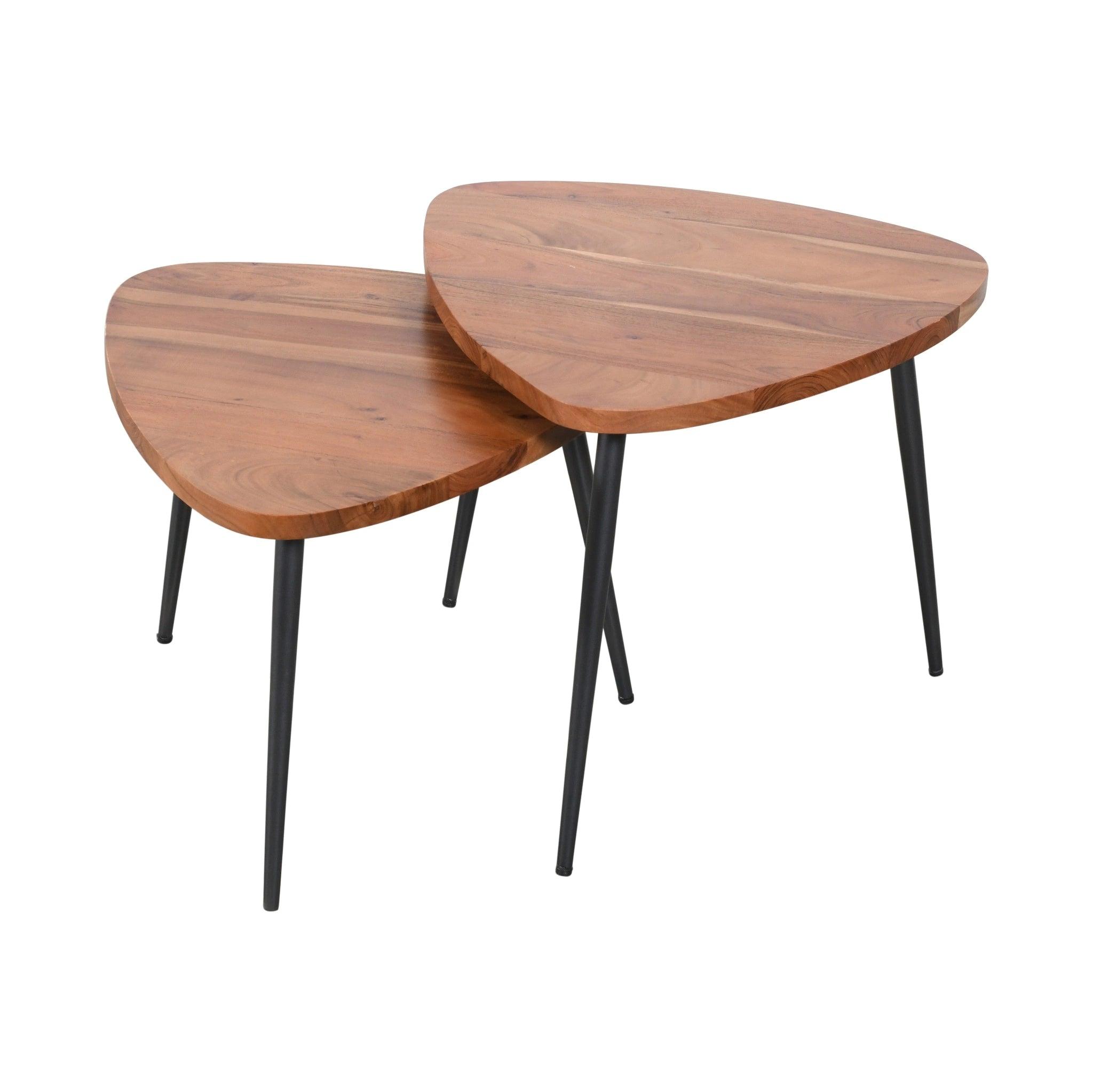 Orion Set of 2 Nesting Table | Acacia Wood Nest of Table  | Wooden Tea Table