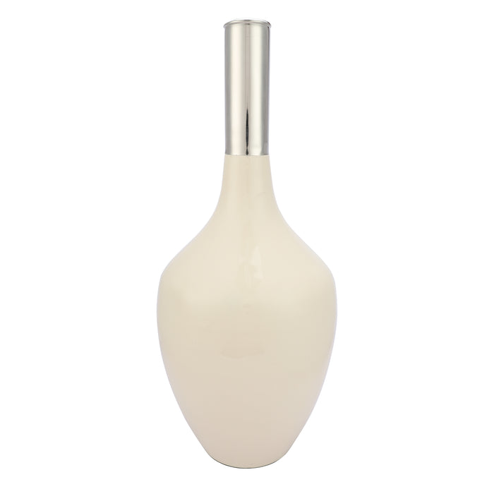 Slender Deidra Fawn White Brass Vase