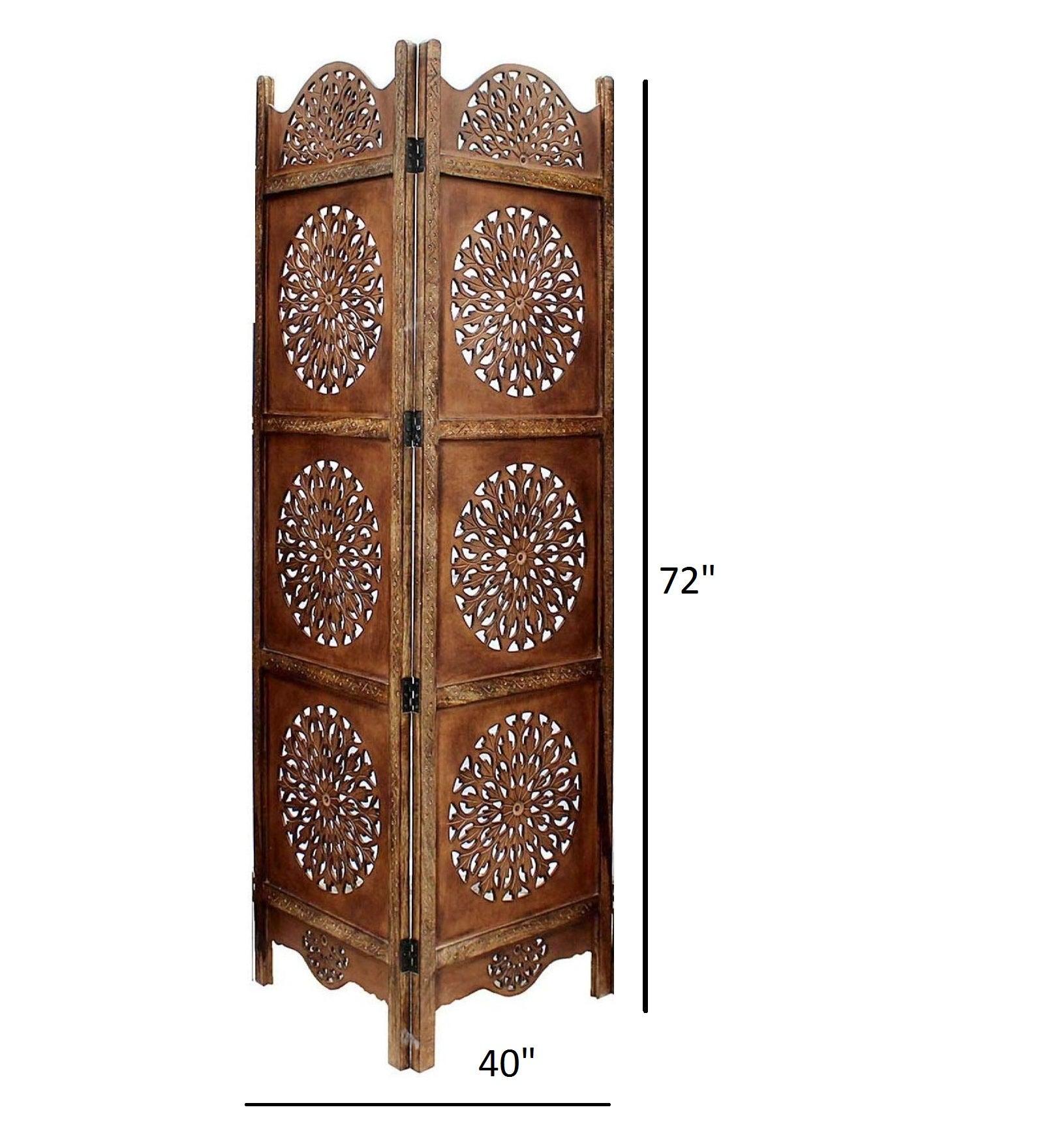 MDF Jali Room Divider with Handcrafted Mango Wood Frame